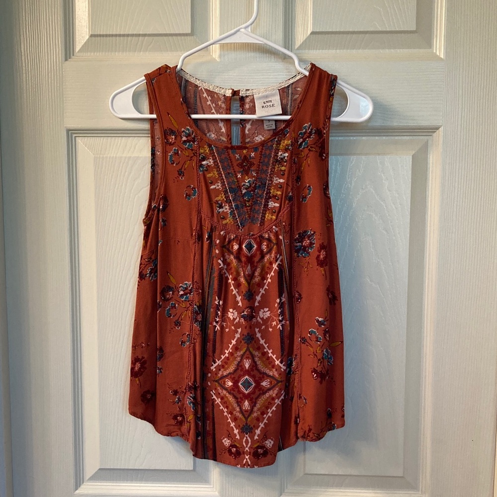 Knox Rose Terracotta Floral Tank Top